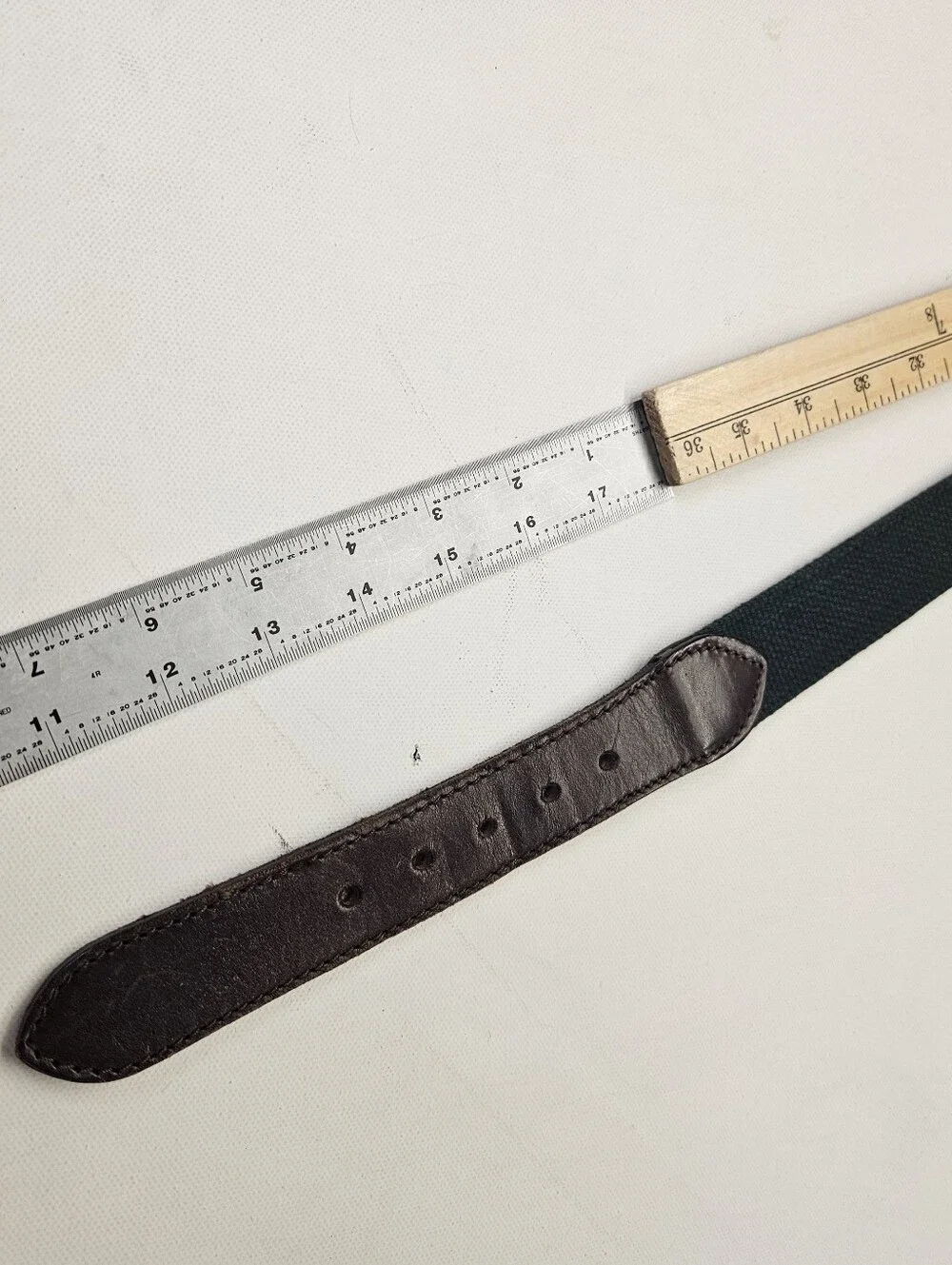 Brooks Brothers Vintage Belt Mens 40 Green Brown Canvas Leather USA Preppy Golf